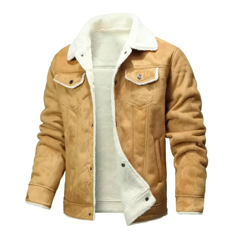 Winter Men Suede Leather Coat High-Quality Male Thicken Warm Jacket Youth Fashion Casual Coat Men Clothing Mens Leather Jacket