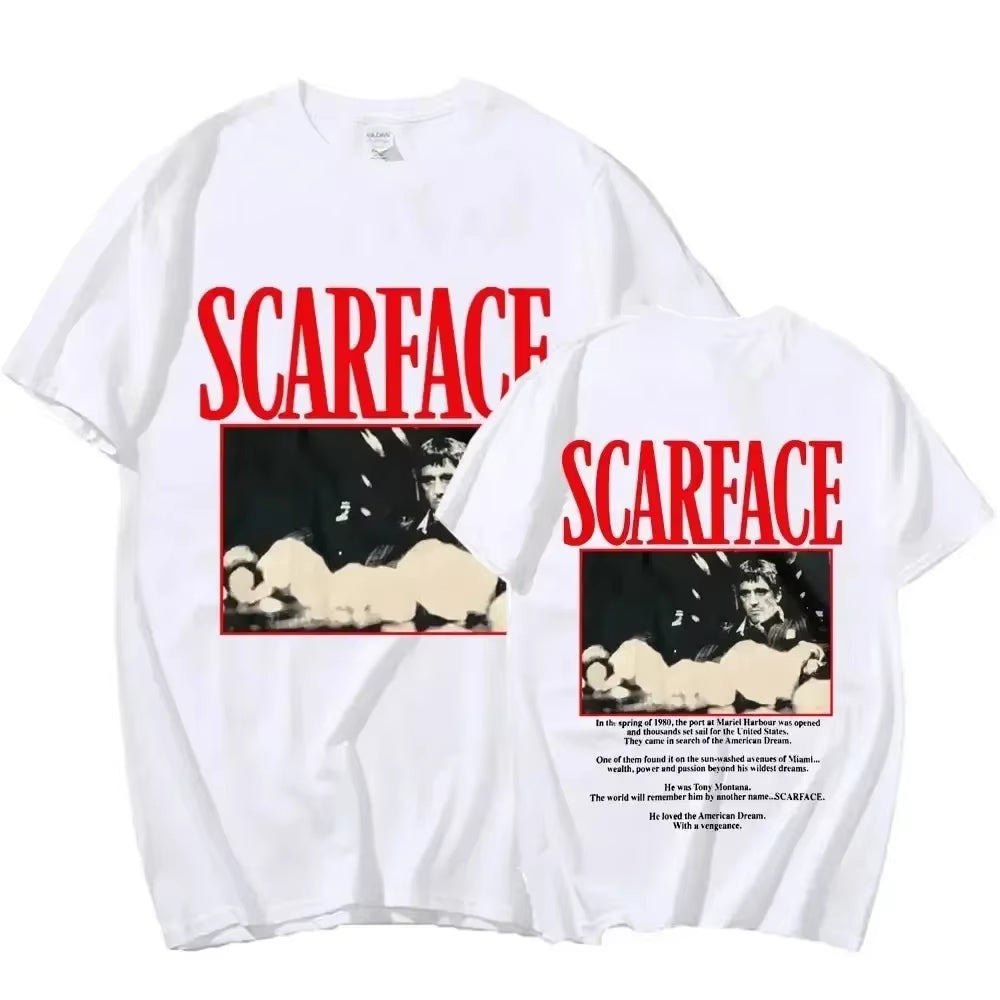 2024 Movie Scarface Tony Montana Graphics Men T-Shirt Male Hip Hop Fashion Rock Clothing T Shirts Men'S Vintage Oversized Tshirt