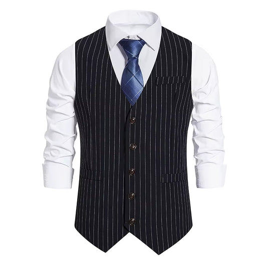 2024 Euro Code New Men'S Striped Single-Breasted Waistcoat Men'S Casual Striped Men'S Suit Retro Vest Waistcoat