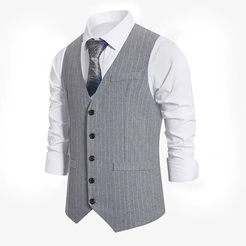 2024 Euro Code New Men'S Striped Single-Breasted Waistcoat Men'S Casual Striped Men'S Suit Retro Vest Waistcoat