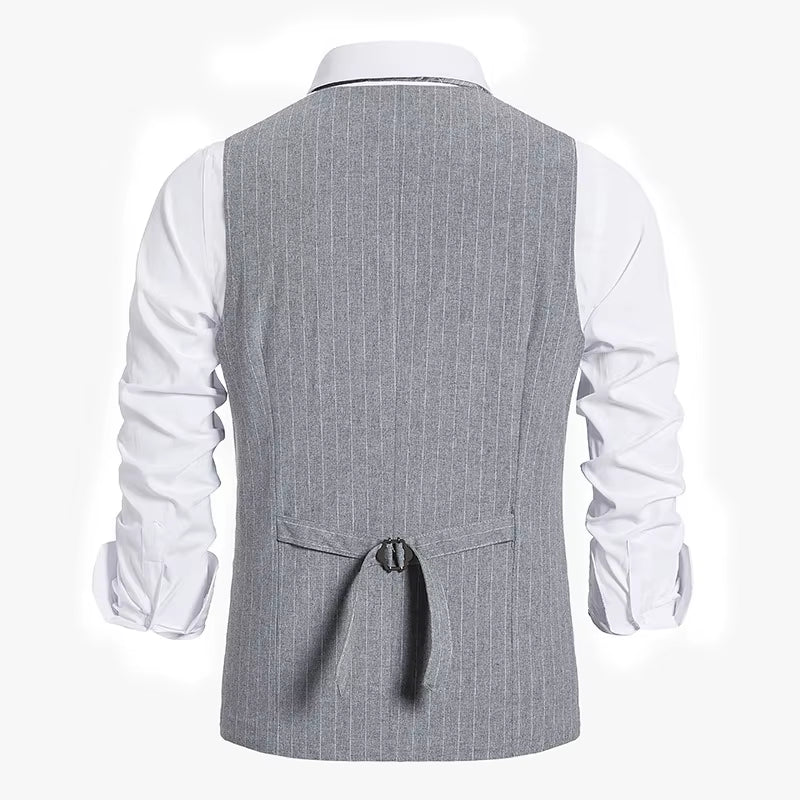 2024 Euro Code New Men'S Striped Single-Breasted Waistcoat Men'S Casual Striped Men'S Suit Retro Vest Waistcoat