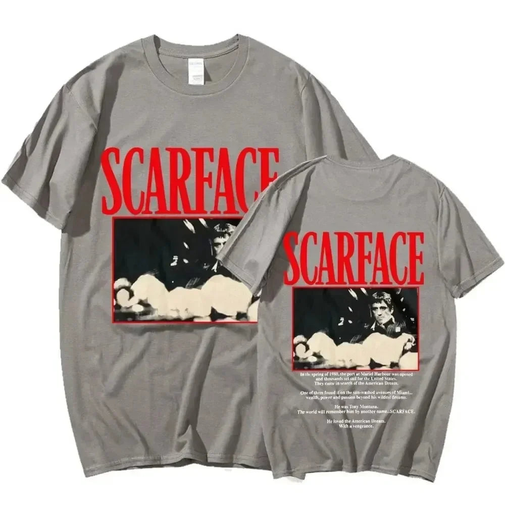 2024 Movie Scarface Tony Montana Graphics Men T-Shirt Male Hip Hop Fashion Rock Clothing T Shirts Men'S Vintage Oversized Tshirt