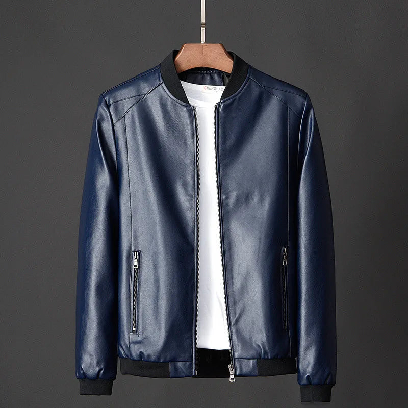 2023 Autumn New Men Black Biker PU Leather Coat Korean Fashion Men Pu Leather Jacket Trend Casual Fit Slim Baseball Clothes 8Xl